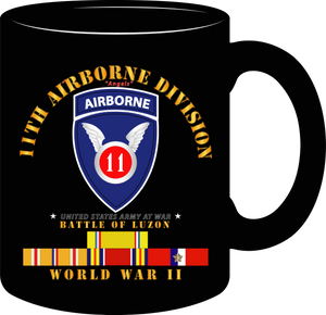 Army - 11th Airborne Division - Battle of Luzon - World War II with Pacific Service Ribbons - Mug