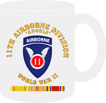 Load image into Gallery viewer, Army - 11th Airborne Division - World War II with Pacific Serivce Ribbons - Mug
