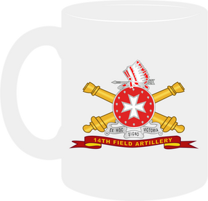 Army - 14th Field Artillery w Branch - Ribbon - Mug