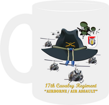 Load image into Gallery viewer, Army - 17th Cavalry - Airborne - Air Assault  with Branch Flash with Slicks - Mug
