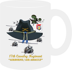 Army - 17th Cavalry - Airborne - Air Assault  with Branch Flash with Slicks - Mug