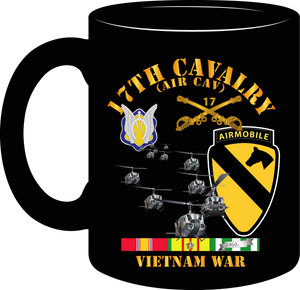 Army - 17th Cavalry (Air CAv) - 1st  Cav Division with Service Ribbons - Mug