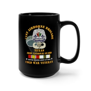 Black Mug 15oz - Army - 1st Airborne Brigade - TXARNG - Cold War Veteran w COLD SVC  X 300