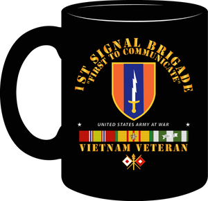Army - 1st Signal Brigade Shoulder Sleeve Insignia with  Vietnam Service Ribbons   - Mug
