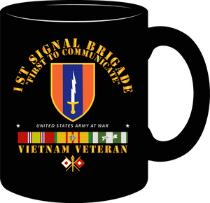 Army - 1st Signal Brigade Shoulder Sleeve Insignia with  Vietnam Service Ribbons   - Mug