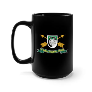 Black Coffee Mug 15oz - Army -1st Special Operations Command (SOCOM) Flash w Br - Ribbon X 300