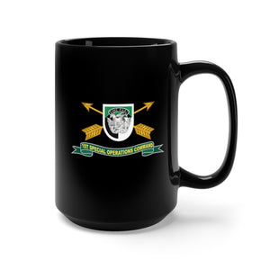 Black Coffee Mug 15oz - Army -1st Special Operations Command (SOCOM) Flash w Br - Ribbon X 300