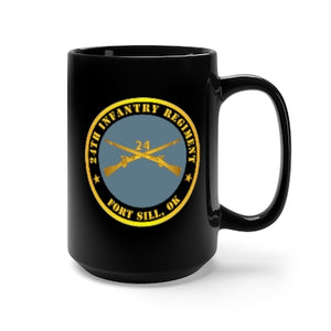 Black Mug 15oz - Army - 24th Infantry Regiment - Fort Sill, OK w Inf Branch