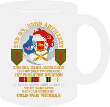 Load image into Gallery viewer, Army - 2nd Battalion 33rd Artillery - 1st Infantry Division - FRG with Globe - COLD Service Ribbons - Mug
