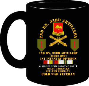 Army - 2nd Battalion 33rd Artillery - 1st Infantry Division - Germany with COLD Service Ribbons - Mug