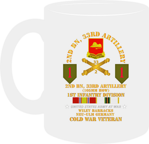 Army - 2nd Battalion 33rd Artillery - 1st Infantry Division - Germany with COLD Service Ribbons - Mug