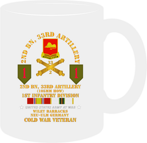 Army - 2nd Battalion, 33rd Artillery, 1st Infantry Division, Germany with COLD War Service Ribbon - Mug