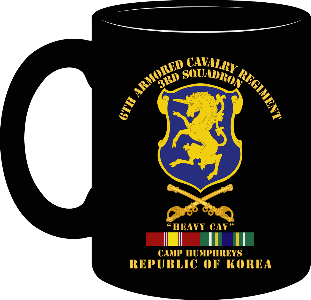 Army - 3rd Squadron, 6th Armored Cavalry Regiment with Cavalry Branch, Camp Humphreys with Korean Service Medal - Mug