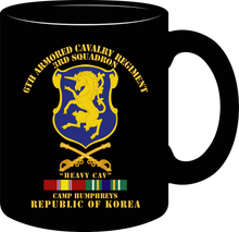 Load image into Gallery viewer, Army - 3rd Squadron, 6th Armored Cavalry Regiment with Cavalry Branch, Camp Humphreys with Korean Service Medal - Mug
