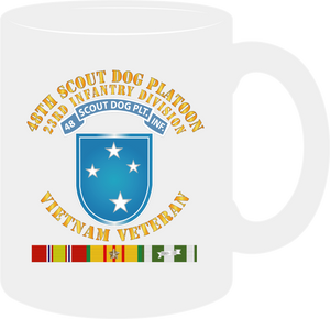 Army - 48th Infantry Scout Dog Platoon Tab, 23rd Infantry Division, Shoulder Sleeve Insignia, with Vietnam Service Ribbon - Mug