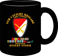 Load image into Gallery viewer, Army - 6th Cavalry Brigade with Desert Storm, Armed Forces Expeditionary Medal Ribbon and Arrowhead - Mug
