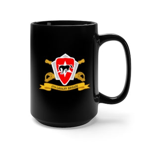 Black Mug 15oz - Army  - 6th Cavalry Brigade w Br - Ribbon