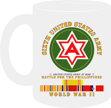 Load image into Gallery viewer, Army - 6th United States Army - Battle of Phil - World War II with Pacific Service Ribbons - Mug
