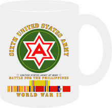 Load image into Gallery viewer, Army - 6th United States Army - Battle of Phil - World War II with Pacific Service Ribbons - Mug
