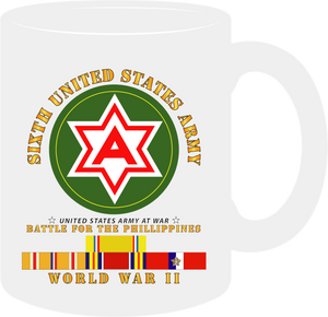 Army - 6th United States Army - Battle of Phil - World War II with Pacific Service Ribbons - Mug