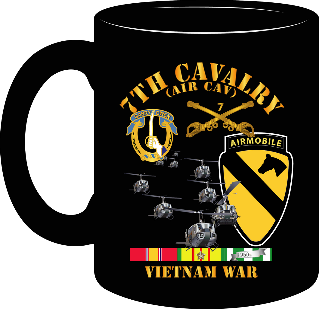 Army - 7th Cavalry (Air Cav) - 1st  Cav Division with Service Ribbons - Mug