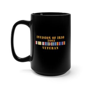 Black Mug 15oz - Army - AFR -  Iraq Invasion Veteran  w ARR GWOT-GWOTEM