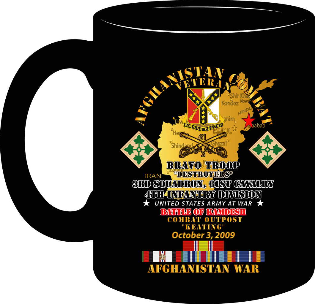 Army - Battle Kamdesh COP Keating - 61st Cavalry with AFGHANISTAN Service Ribbons - Mug