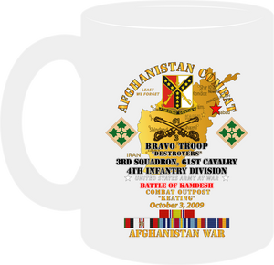 Army - Battle of Kamdesh "COP Keating", 61st Cavalry with AFGHANISTAN Service Ribbons, "Never Forget" Mug