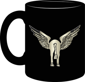 Flying Horses Ass Butt Wing Badge Mug