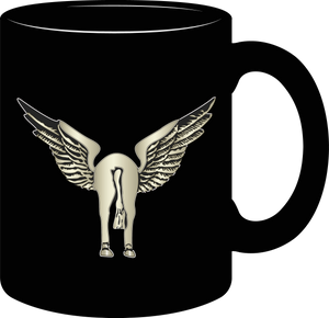 Flying Horses Ass Butt Wing Badge Mug
