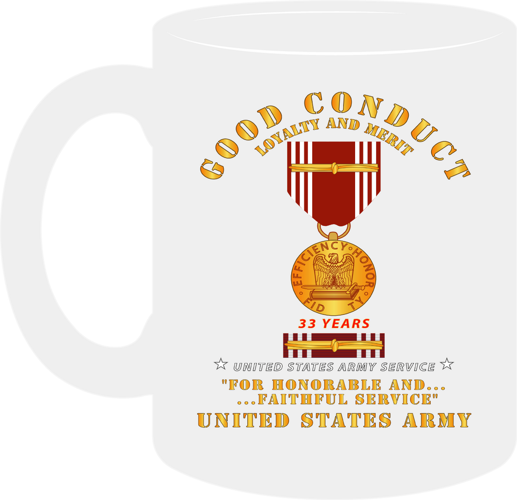 Army - Good Conduct Medal for 33 Years Service - Mug