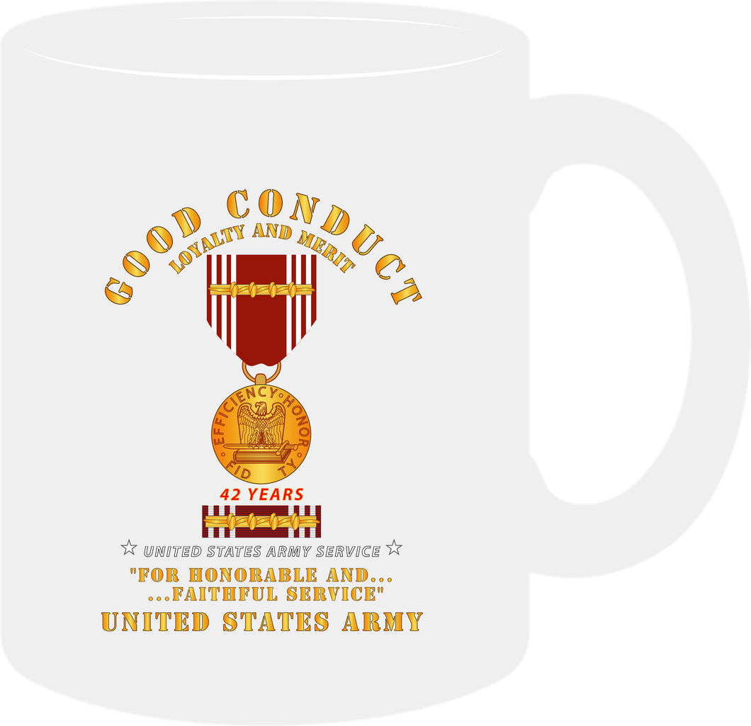 Army - Good Conduct w Medal w Ribbon - 42  Years - Mug
