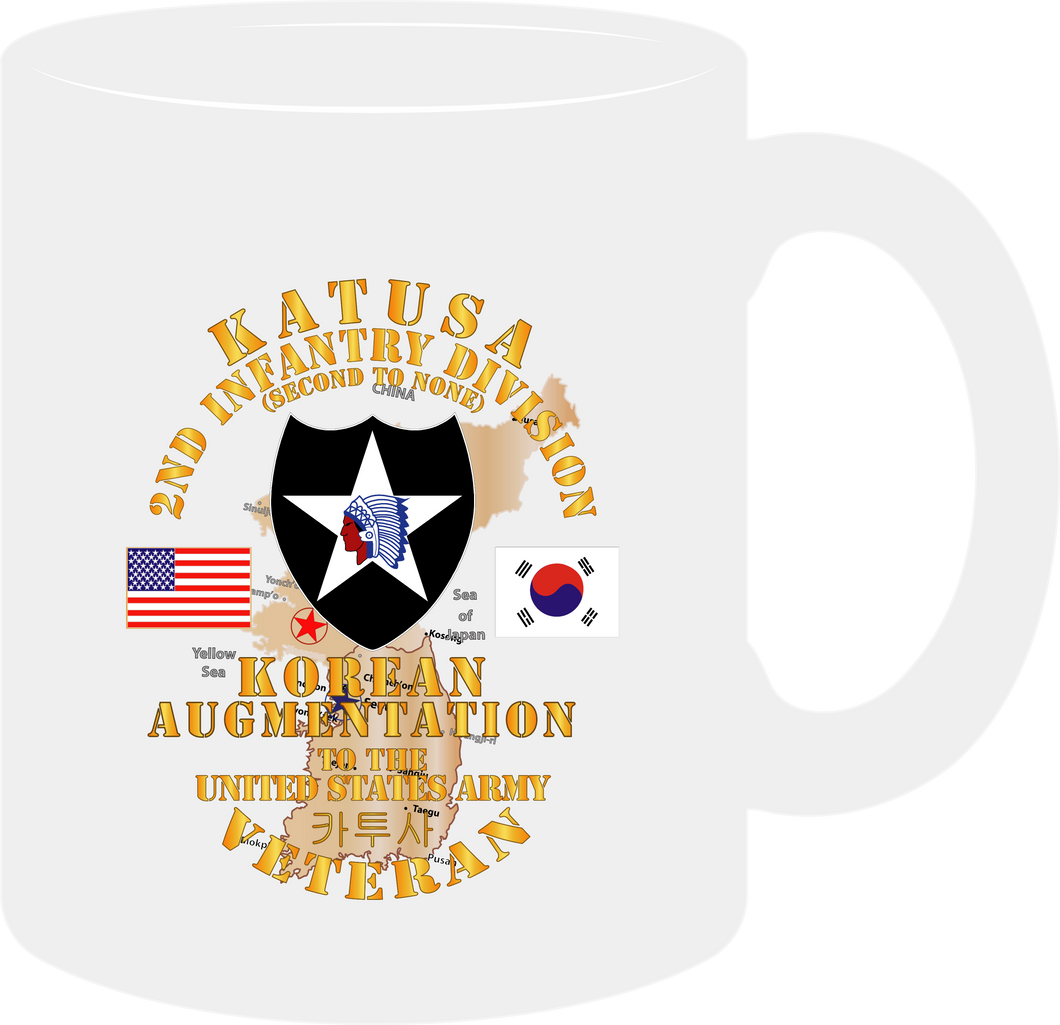 Army - Korean Augmentation To the United States Army - 2nd Infantry Division w Korea Map - Mug
