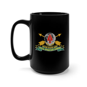 Black Coffee Mug 15oz - Army - US Army Special Operations Command - DUI - New w Br - Ribbon X 300