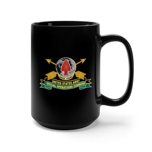 Black Coffee Mug 15oz - Army - US Army Special Operations Command - DUI - New w Br - Ribbon X 300