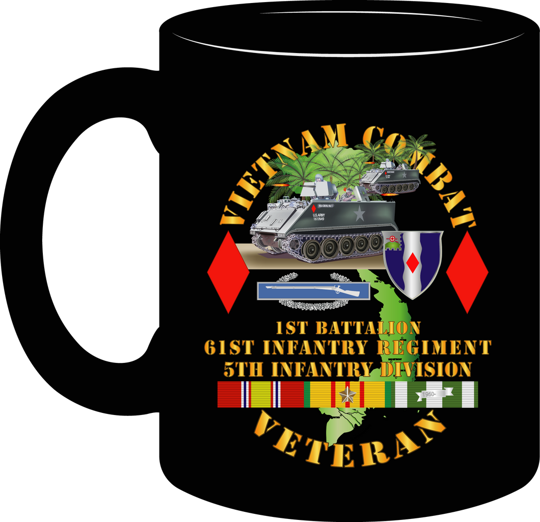 Army - Vietnam Combat Veteran - 1st Battalion 61st Infantry - 5th Infantry Division with Armoured Personnel Carrier - Mug