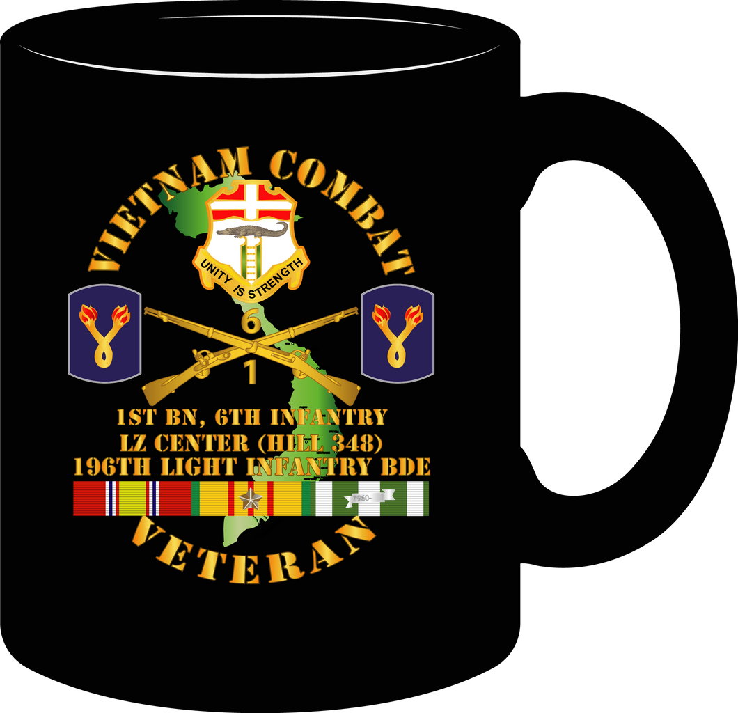 Army - Vietnam Combat Veteran w Distinctive Unit Insignia - Br - 1st Battalion 6th Infantry - LZ Center w 196th LIB - Mug