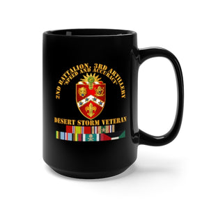 Black Mug 15oz - Army - 2nd Bn, 3rd Artillery - Desert Storm Veteran