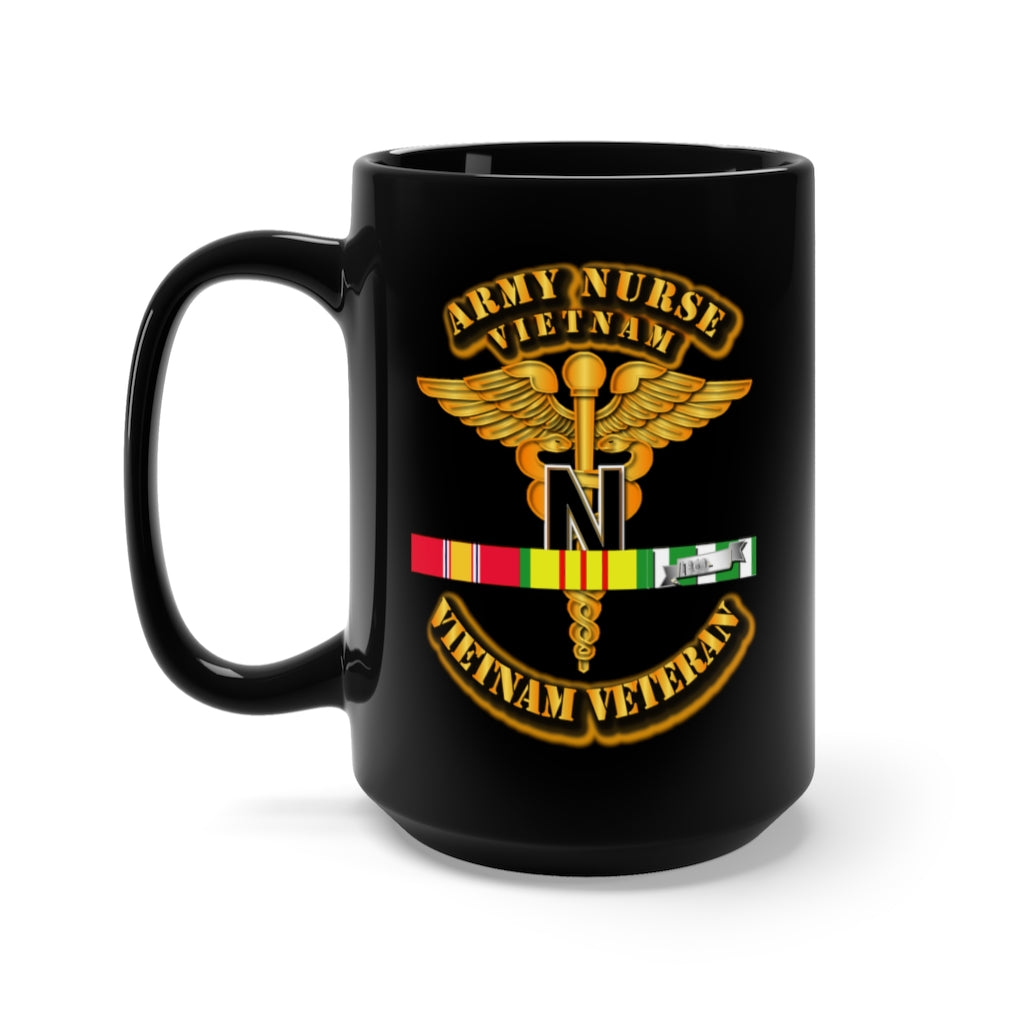 Black Mug 15oz - Army - Army Nurse w Vietnam SVC Ribbons