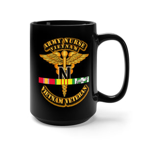 Black Mug 15oz - Army - Army Nurse w Vietnam SVC Ribbons