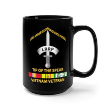 Load image into Gallery viewer, Black Mug 15oz - Army - Badge - LRRP - Tip of the Spear - Vietnam Vet w SVC
