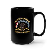 Load image into Gallery viewer, Black Mug 15oz - Army - Buffalo Soldiers - Infantry - Cavalry Guidons w Buffalo Head - US Army X 300
