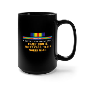 Black Mug 15oz - Army - Camp Bowie, Brownwood, TX w SVC WWI X 300