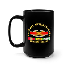 Load image into Gallery viewer, Black Mug 15oz - Army - Combat Artilleryman Badge - Vietnam Vet w VN SVC
