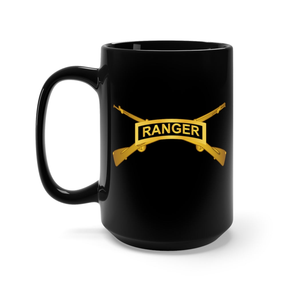 Black Mug 15oz - Army - Ranger Tab w Infantry Branch wo Txt