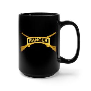 Black Mug 15oz - Army - Ranger Tab w Infantry Branch wo Txt