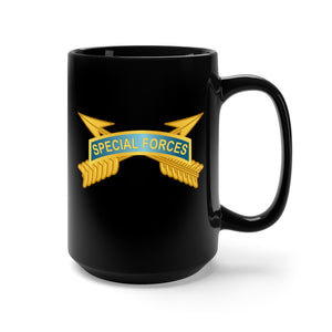 Black Mug 15oz - Army - Special Forces Tab w SF Branch wo Txt