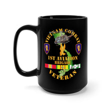 Load image into Gallery viewer, Black Mug 15oz - Army - Vietnam Combat Cavalry Veteran w 1st Aviation Bde SSI V1
