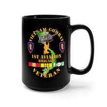 Load image into Gallery viewer, Black Mug 15oz - Army - Vietnam Combat Cavalry Veteran w 1st Aviation Bde SSI V1
