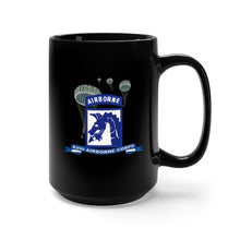 Load image into Gallery viewer, Black Mug 15oz - Army - XVIII Airborne Corps w Parachute - Ribbon
